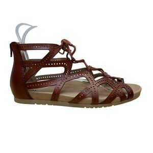 Earth Terra Cotta Leather Comfortable Lace-Up Gladiator Sandals Sz 11 - New